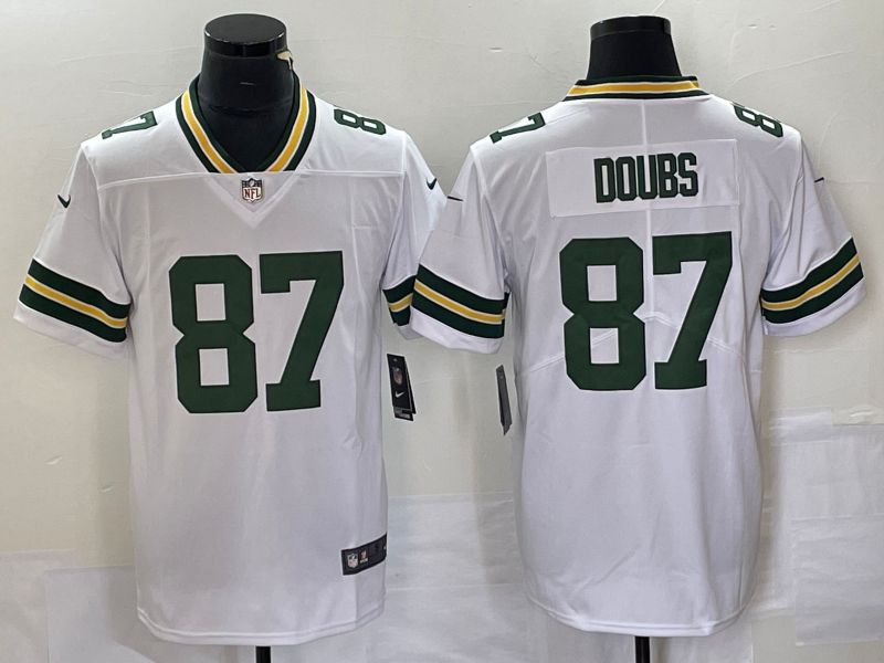 Men Green Bay Packers 87 Doubs White 2023 Nike Vapor Limited NFL Jersey style 2